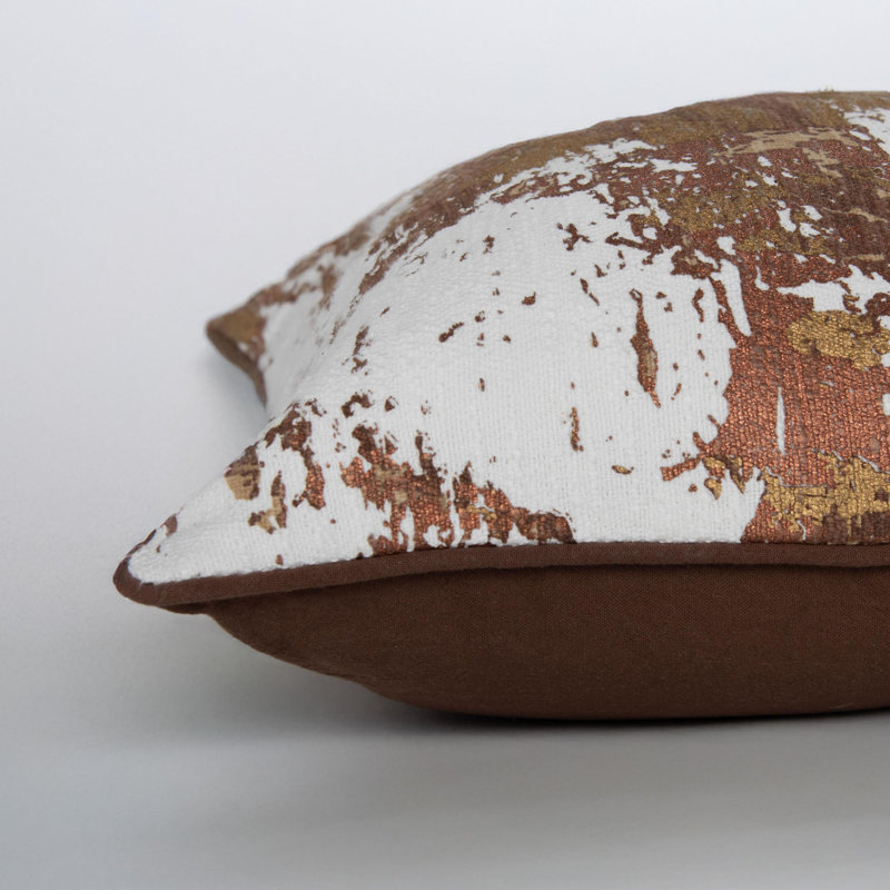 Cotton Throw Pillow, Gold Abstract