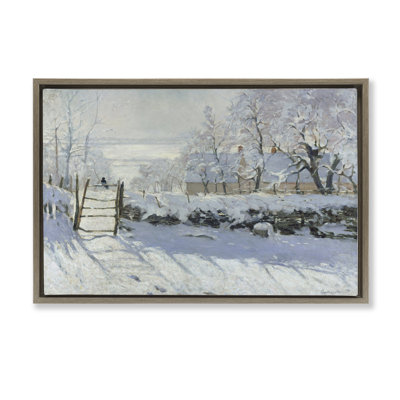 Classic Monet The Magpie Brown Framed Floater Canvas by one1000paintings