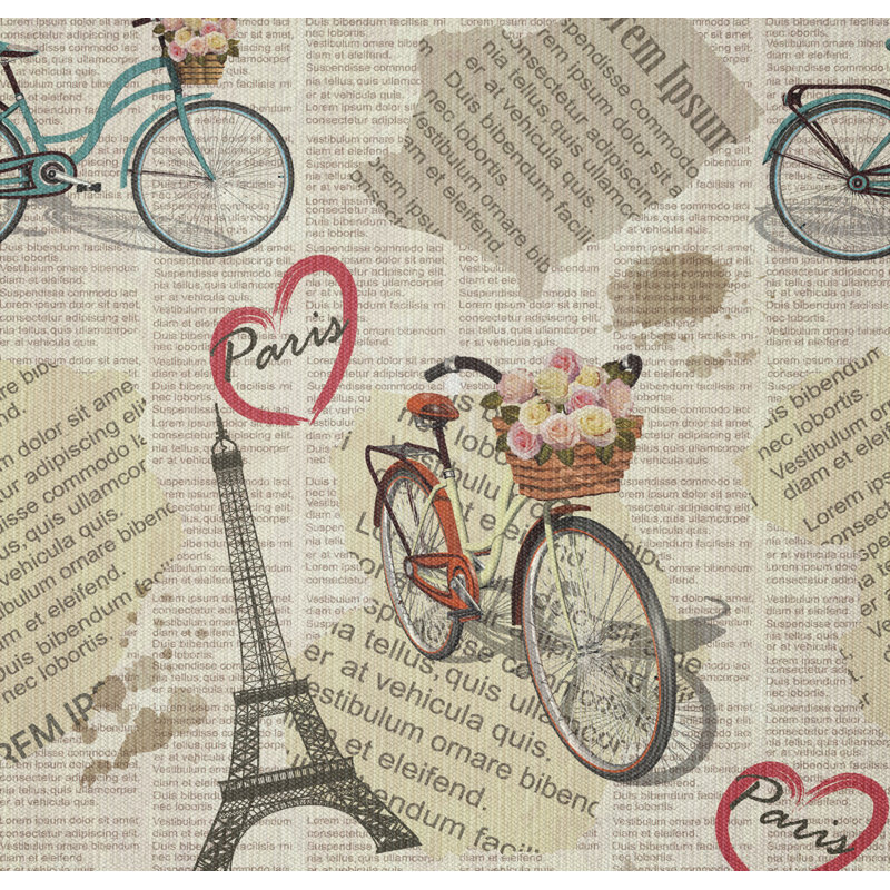 Christe Newspaper with Paris Lettering in Hearts Multi-Purpose Fabric