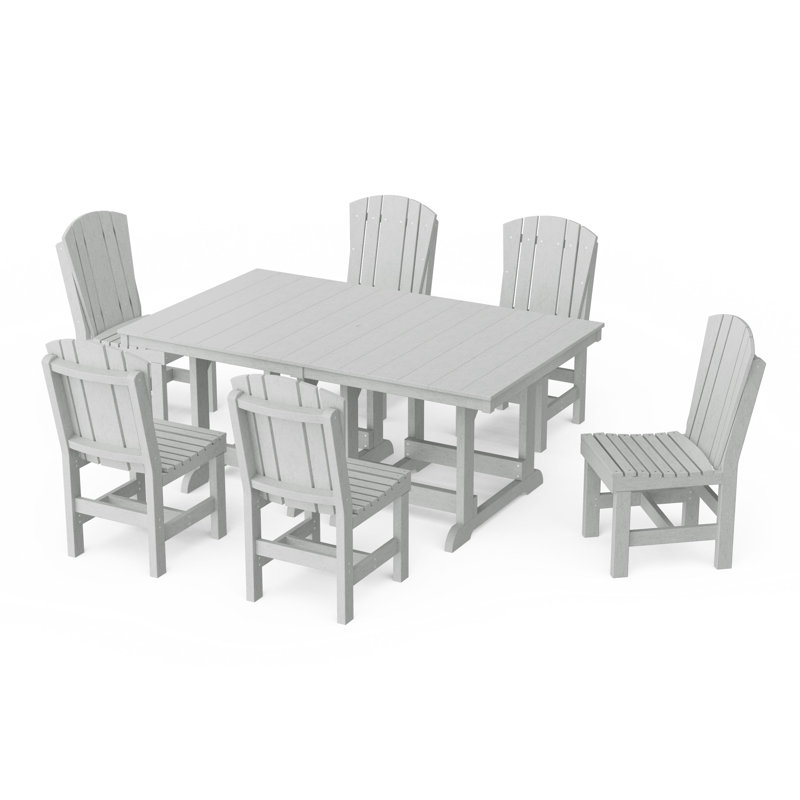 Heritage 7-Piece Side Chair Rectangular Dining Set, Light Gray