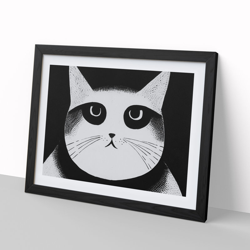 Cat Illustration Vol.4 Abstract - Framed Print, Black, 34cm H x 46cm W x 2cm D