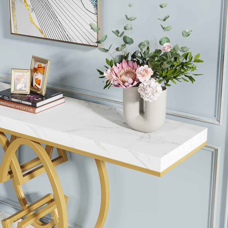 Lanagan 55'' Console Table, White/Gold