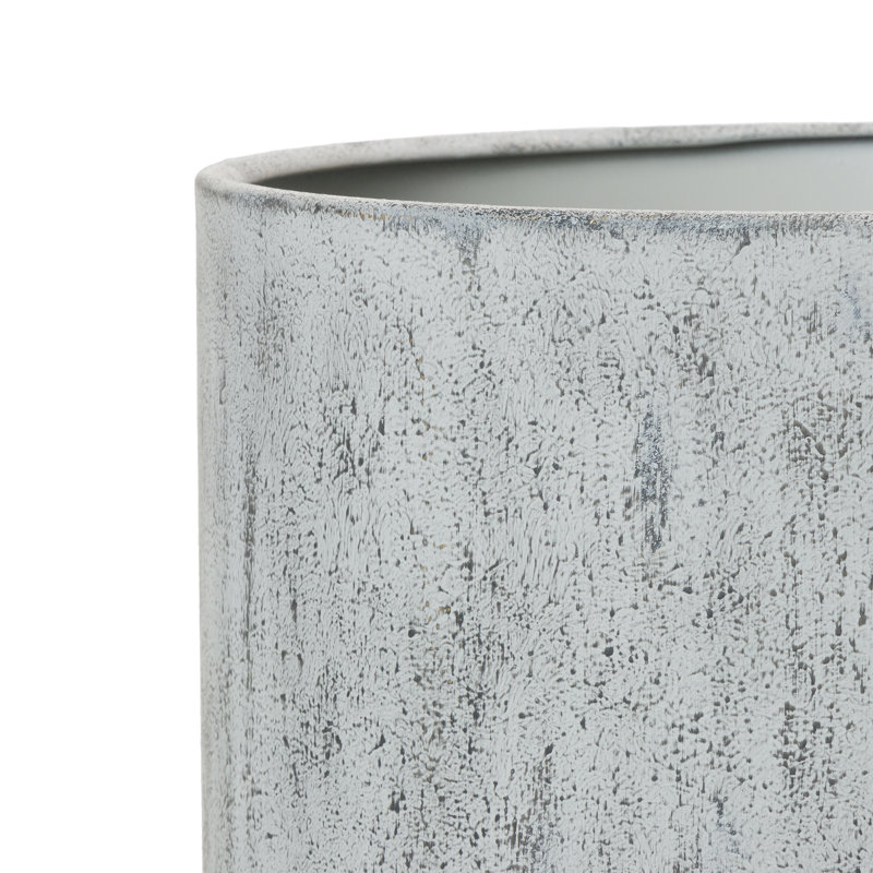 Gray Concrete and Black Metal Mid Century Modern Planter Set
