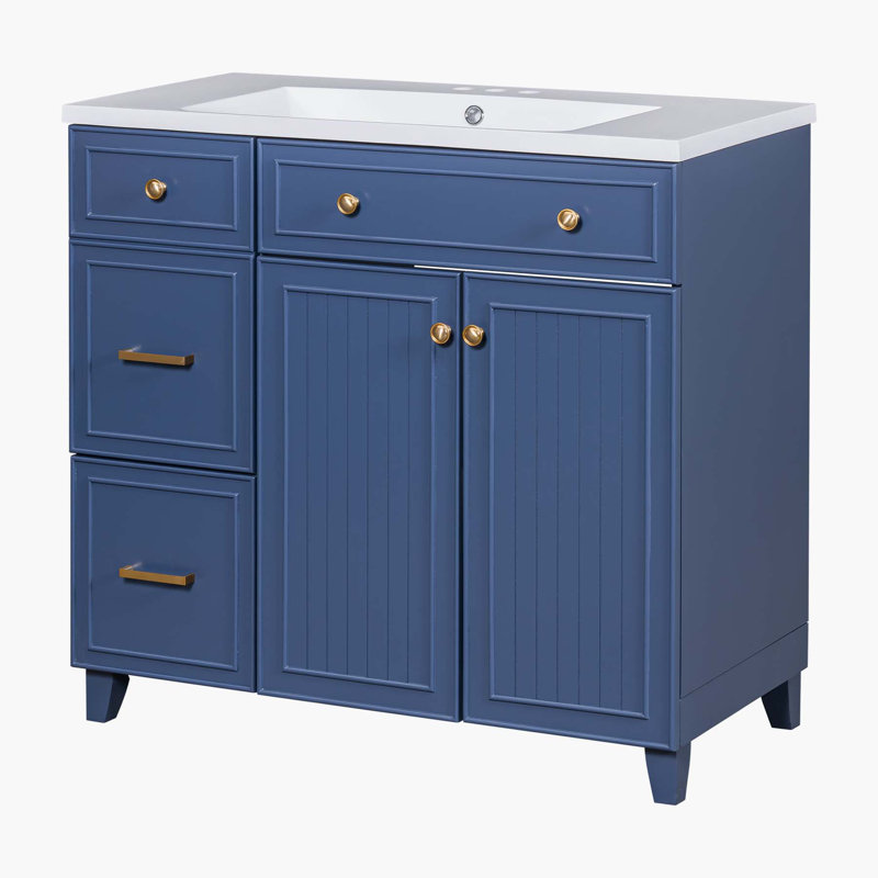 36'' Single Bathroom Vanity Base Only, Navy Blue