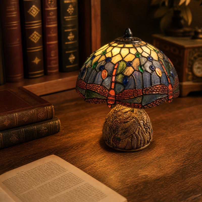 Lampe de table en résine en forme de parapluie rétro en forme de veilleuse à DEL de style lampe de bureau décorative pour tablette de chambre à coucher