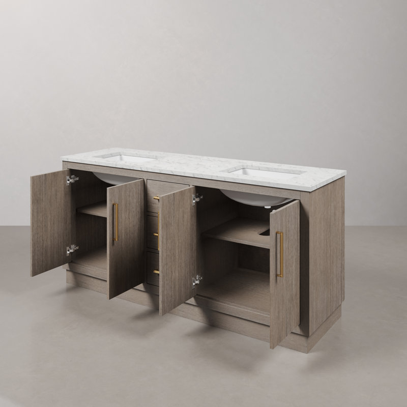 Hugo 72'' W Double Vanity, Satin Gold