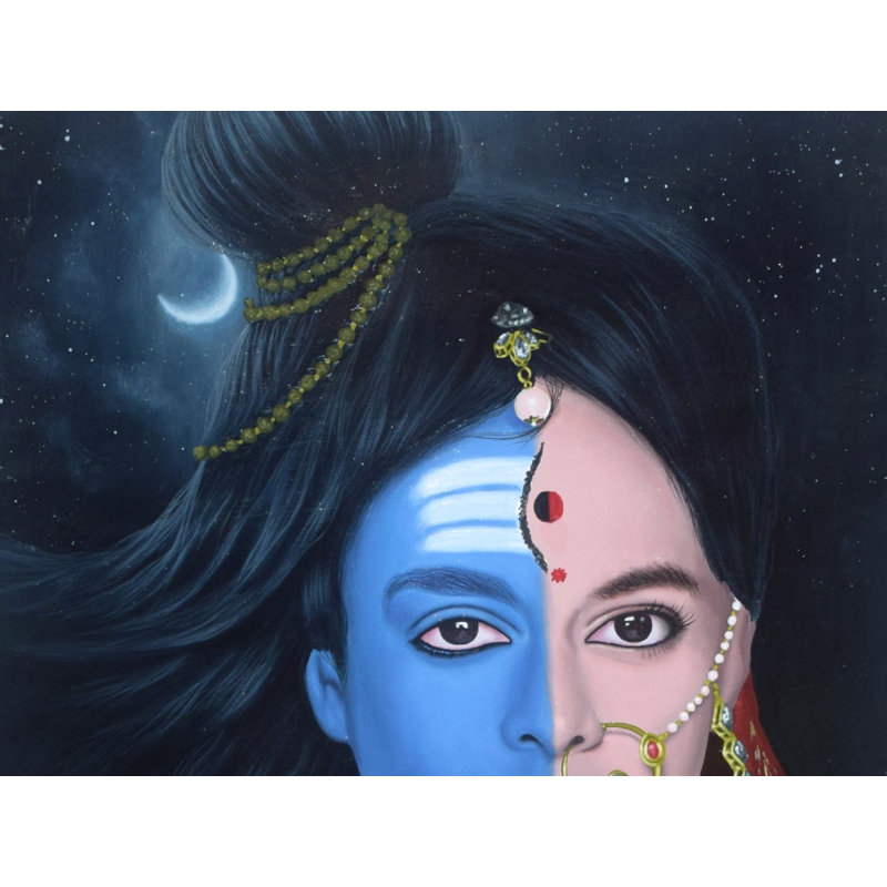 Ardhanarishvara (Shiva Shakti) | Peinture de Hemant Raja