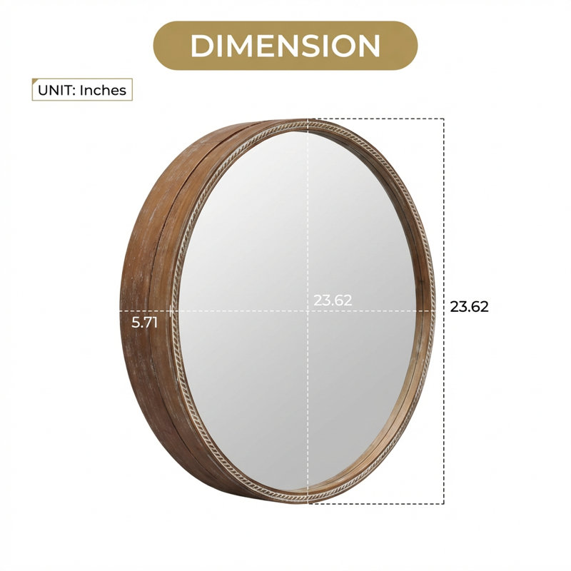 Miroir mural coulissant rond avec tablettes de rangement cachées et armoire latérale à deux niveaux pour le meuble-lavabo, la chambre à coucher et le vestibule