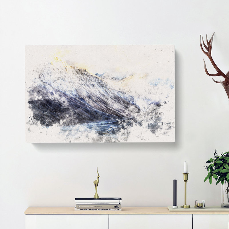 Spiti Valley In The Mountains Watercolour - Wrapped Canvas Print, 40cm H x 60cm W x 3cm D