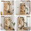 Arbre d'entrée avec tablette de rangement arquée, 8 crochets doubles, banc à chaussures renforcé, portes d'armoire festonnées et tablette à chaussures réglable, portemanteau avec banc de rangement pour chaussures pour entrée, chambre à coucher-1057199269