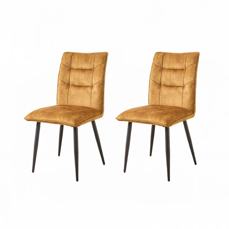 Chaises de salle à manger rembourrées en velours, Jaune moutarde