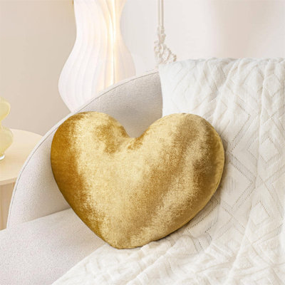 Coussin décoratif en forme de cœur, coussins décoratifs en forme de cœur, décorations pour la Saint-Valentin, décorations de mariage, décoration de chambre à coucher de salon, chambre d'enfant, doré