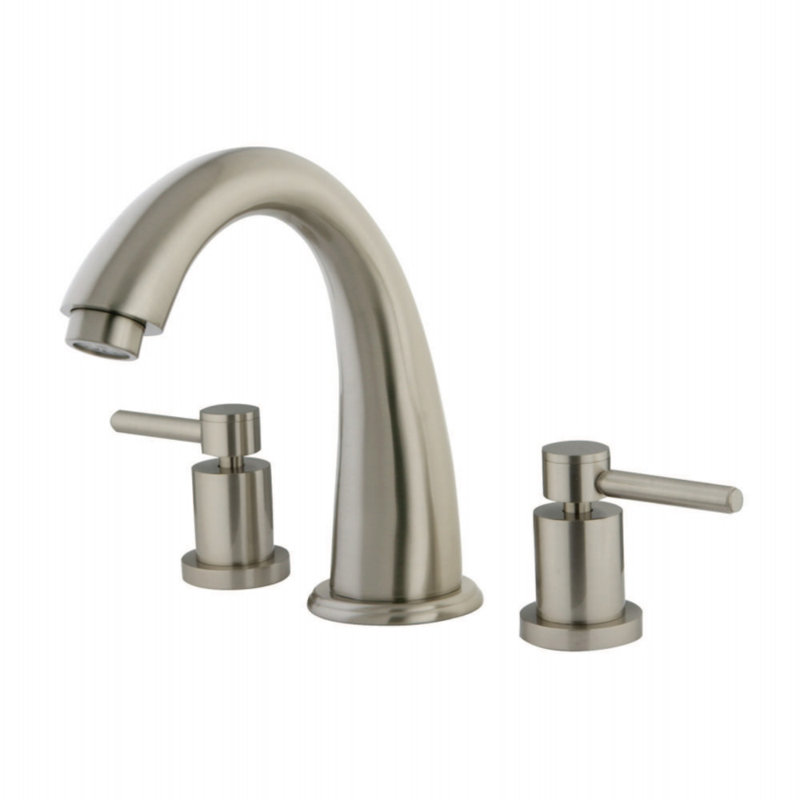 Kingston Brass Concord Two-Handle 3-Hole Deck Mount Roman Tub Faucet, Brushed Nickel