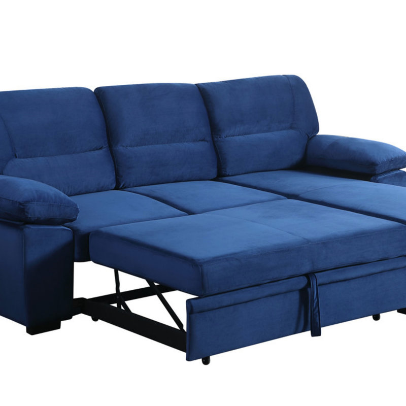  Canapé-lit modulaire réversible, Velours bleu