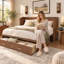 Queen Murphy Bed with Charging Station & Storage Drawer, Natural-632268285
