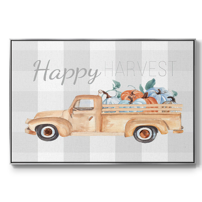 Happy Harvest I, reproduction d'art sur toile, H 27 po x l 41 po x P 2 po, Encadrement argenté