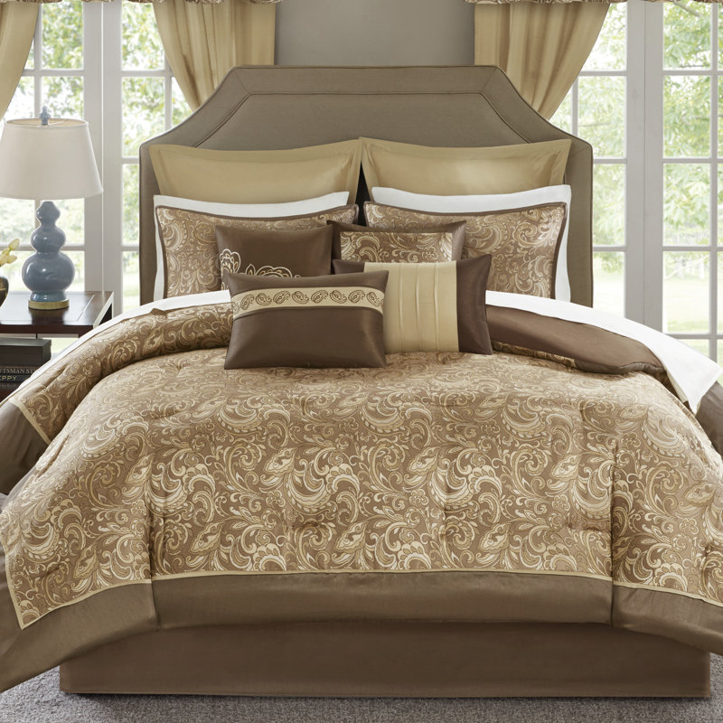 Brystol Luxury 24-Piece Bedding Set, King Comforter + 23 Additional Pieces, Brown