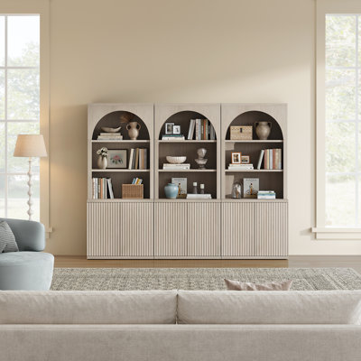 Cesiro 5 -Tier Bookcase With 2 Fluted Doors And Adjustable Shelves