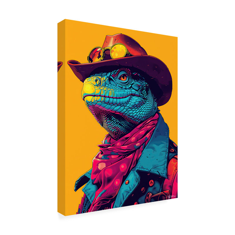 Art sur toile iguane bolognaise de Momart, H 14 po x l 19 po