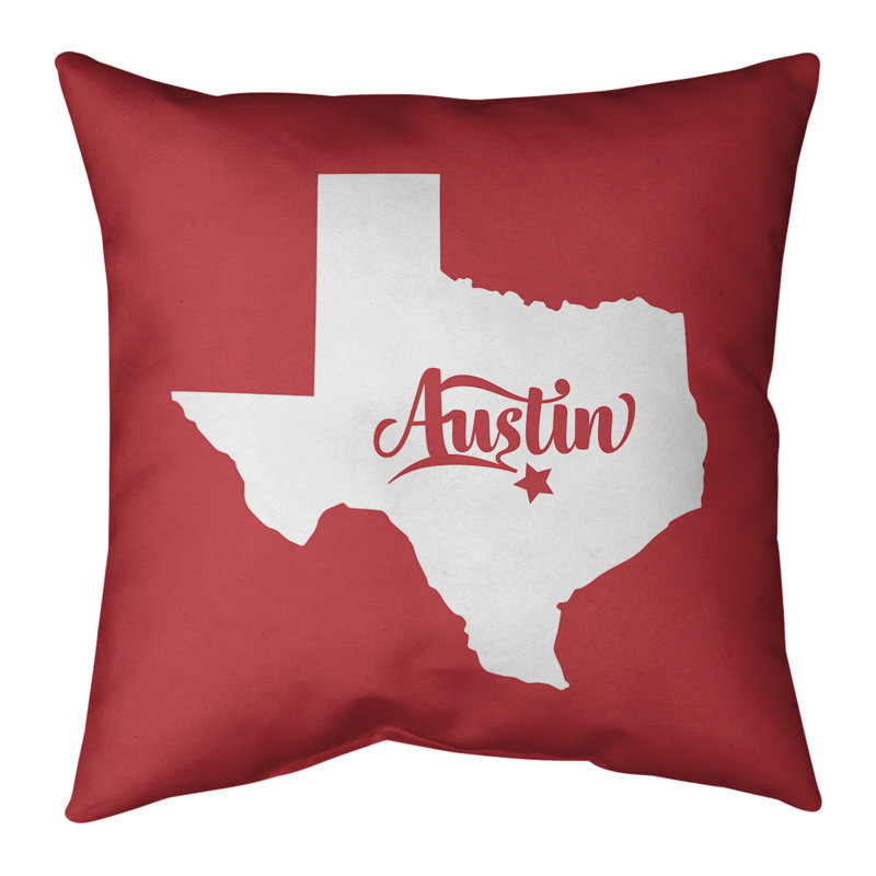 Cotton Blend Reversible Throw Pillow, Austin, 26" x 26", Red