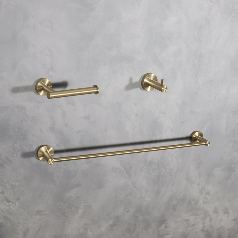 Freya 3 - Piece Bathroom Hardware Set, Brushed Gold