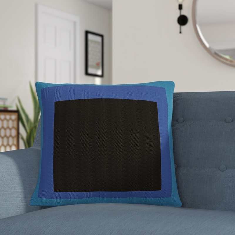 Vasquez Geometric Cotton Pillow Cover, 22" H x 22" W x 1" D, Black\Blue