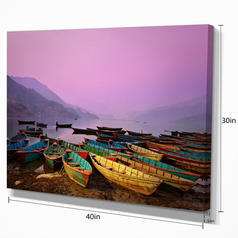 " Boats Under Twilight Sky ", 30" H x 40" W x 1.5" D, Wrapped Canvas