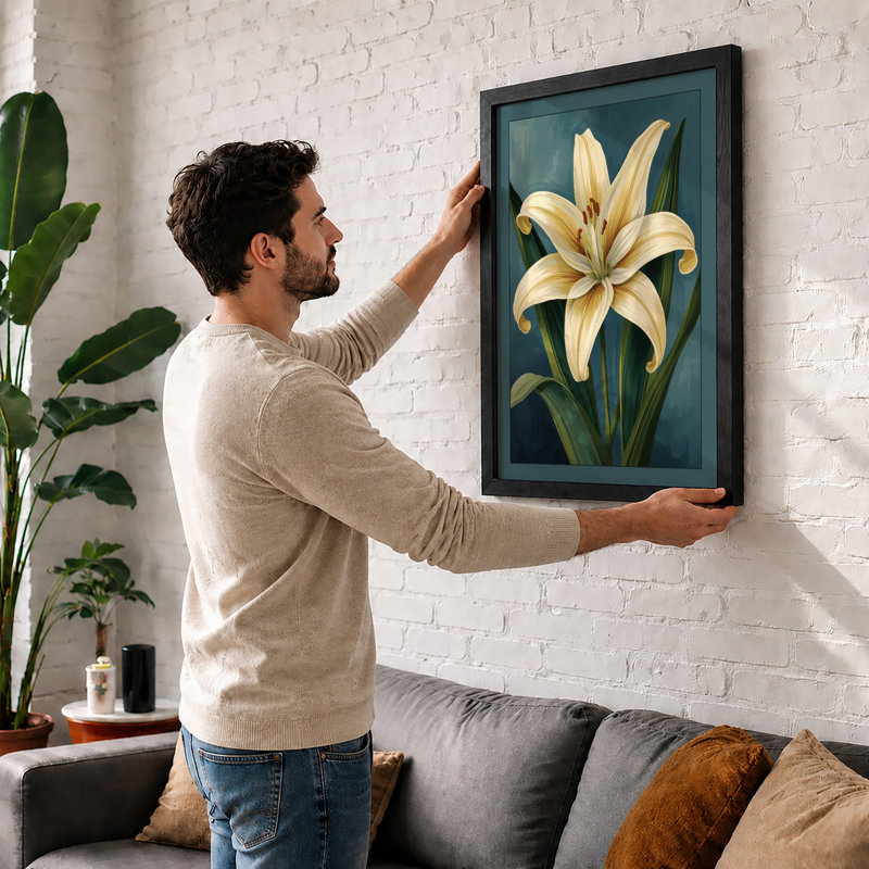 Lily In Bloom Botanical - Print, Oak, A3 - 42.0 x 29.7 cm