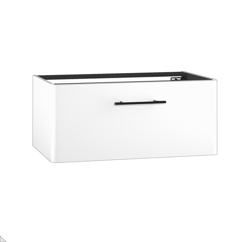 Ashaunie 81cm Single Bathroom Vanity Base Only, Premium White Supermatt/Black