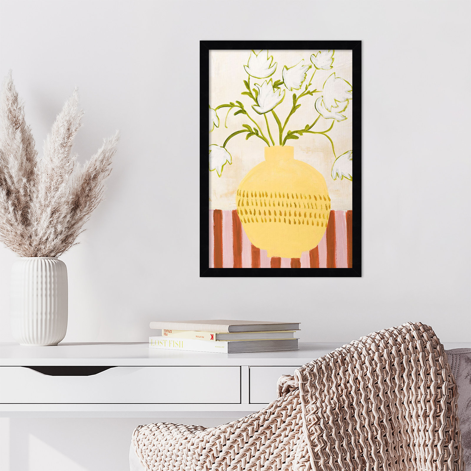 Yellow Vase Print by Design Fabrikken, 21" H x 15" W, Black