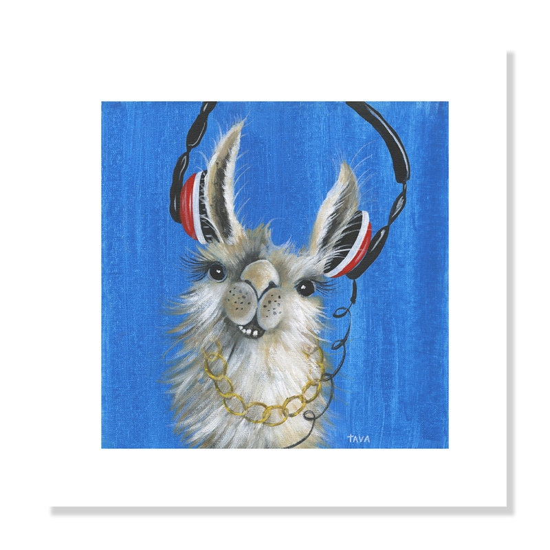 «Llama Jammin» imprimé sur papier, H 16 po x l 16 po x P 1 po