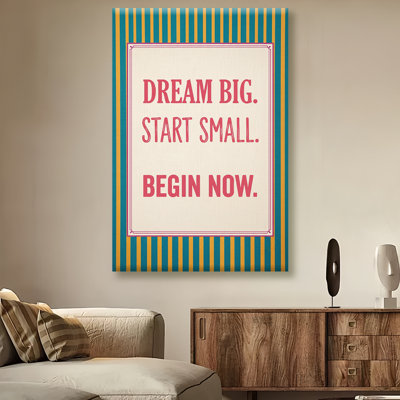 Motivational Canvas Wall Art - Framed Dream Big Start Small Quotes Prints Colorful Striped Artwork Positive Sayings Paintings Gifts for Living Room Classroom Library Office Home Wall Decor