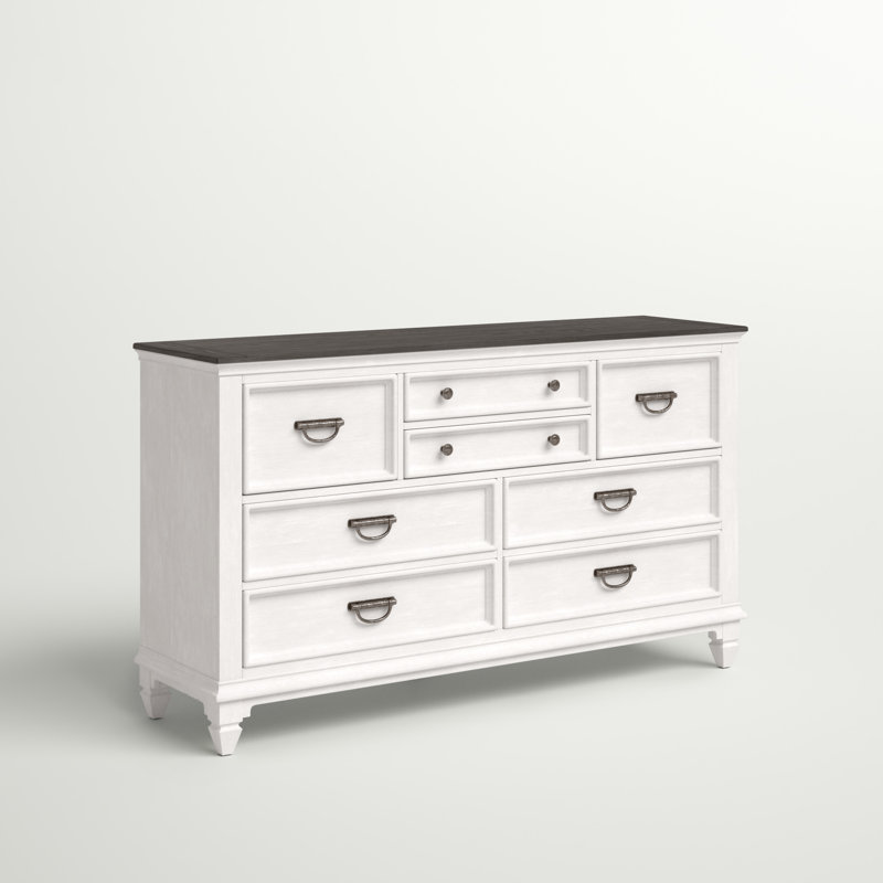 Commode 8 tiroirs Colburn - Blanc brossé