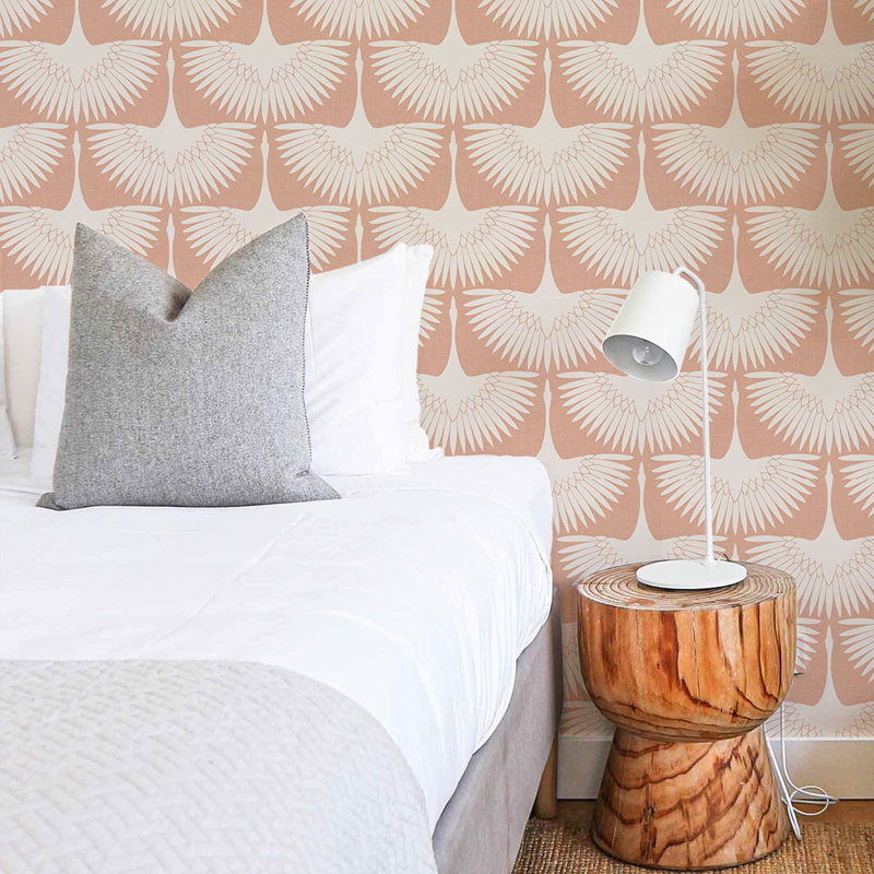 Mariko 16.5' L x 20.5" W Peel and Stick Wallpaper Roll, Sahara Blush