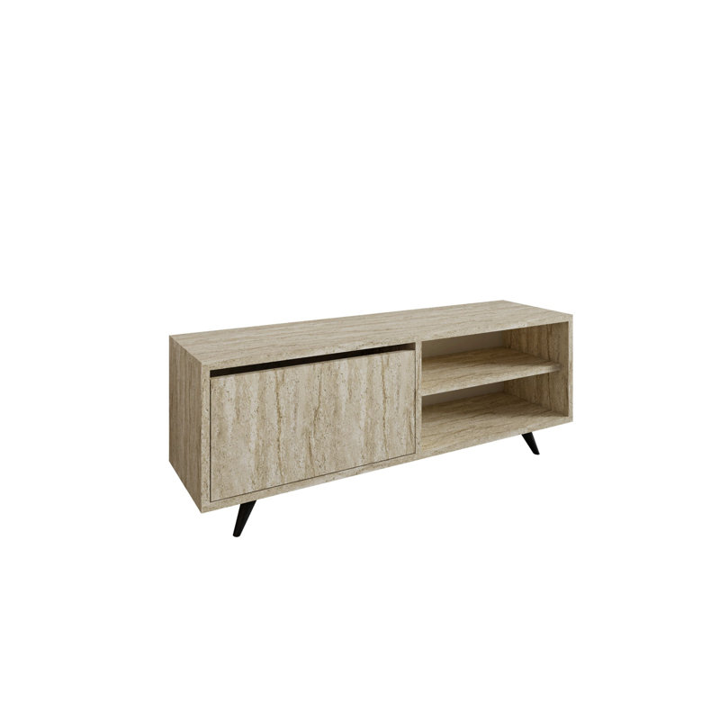 Modern TV Stand with Wall Mount Capability, 47.2 x 23.6 x 13.8 inches | 100% Melamine Coated Particle Board, Thickness: 0.7 inches | Features Numerous Shelves & Elegant Marble Design