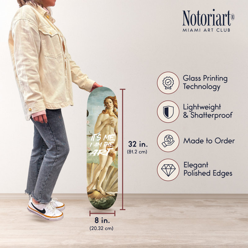 «Notoriart», art mural moderne typographique en acrylique, 1 pièce 8 po x 32 po, planche à roulettes, It's It's, The Art
