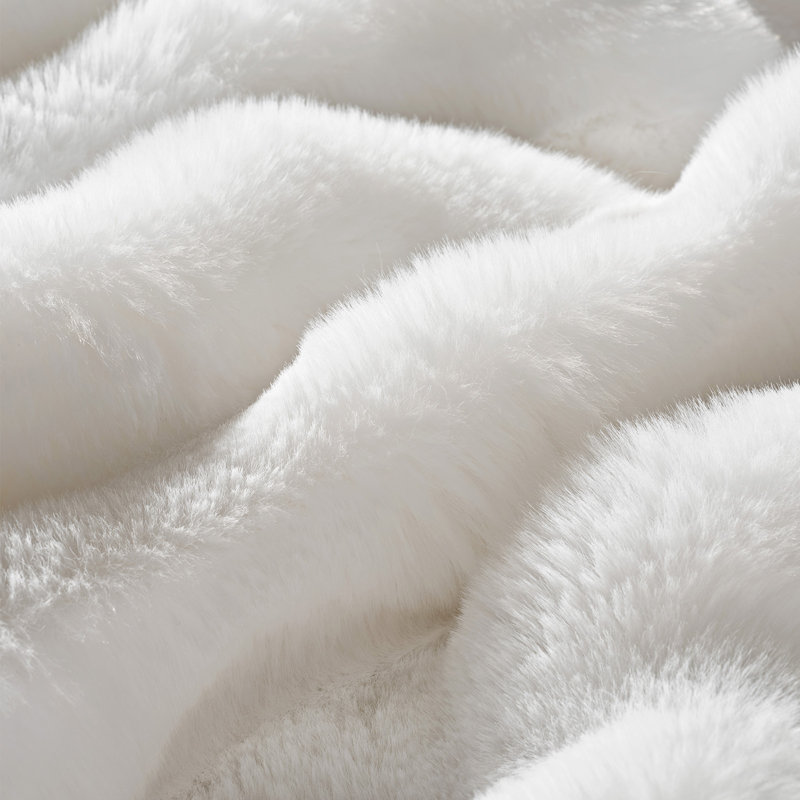 Jeté en fausse fourrure Ridgeline, L 80 po x l 60 po, Bright White