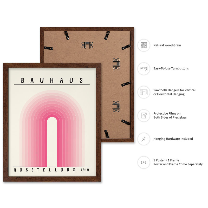 Rose Bauhaus Ausstellung 1919, Affiche, Encadrement brun, H 11 po x l 14 po