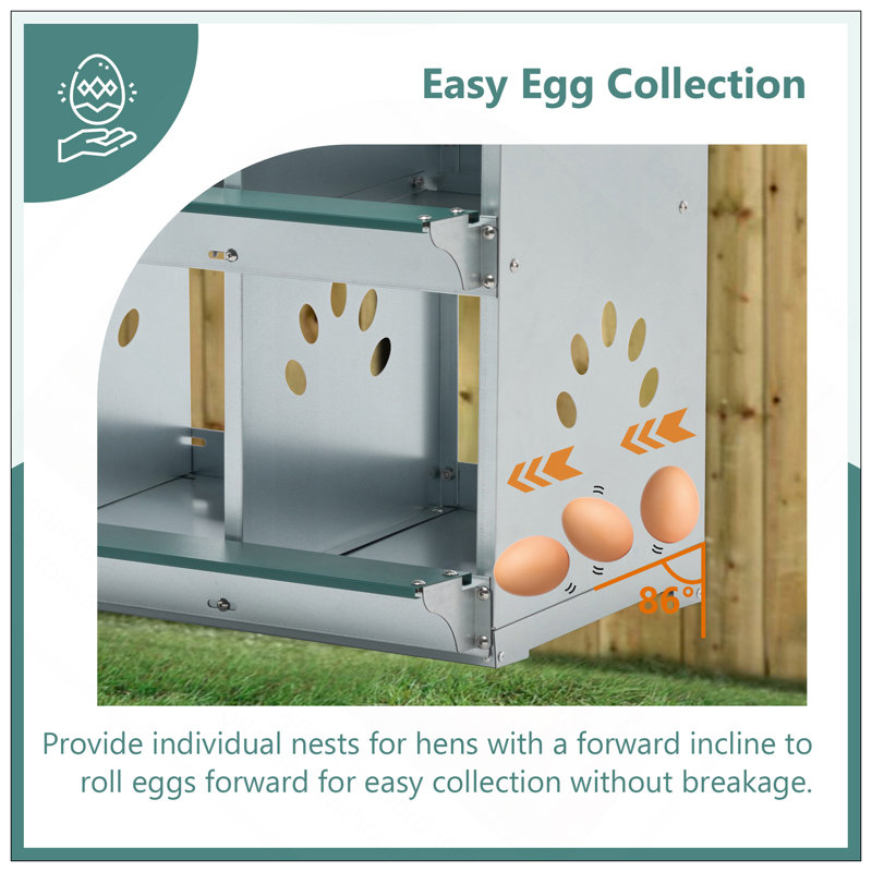 Boîte de nidification de poulet en acier galvanisé durable, 6 pièces pour une collecte facile des œufs et une utilisation durable