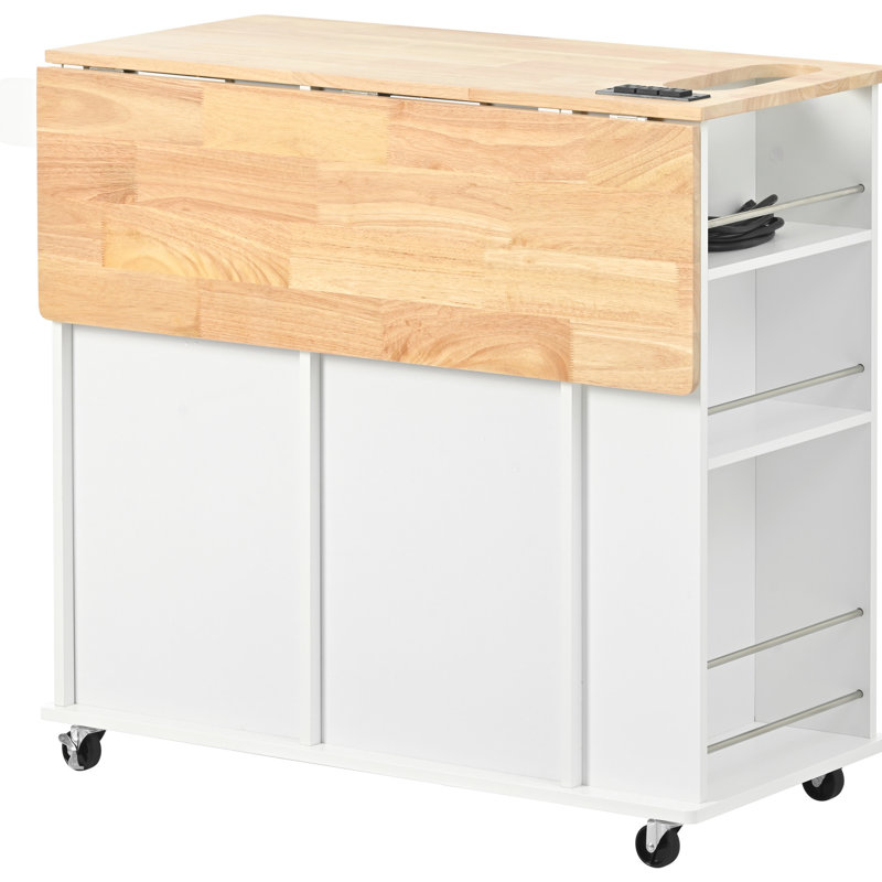 Îlot de cuisine avec prise électrique et abattant. Noir Support à vin, compartiment latéral. Pour la maison, branchement électrique et tablette inférieure, compartiment, conception élégante