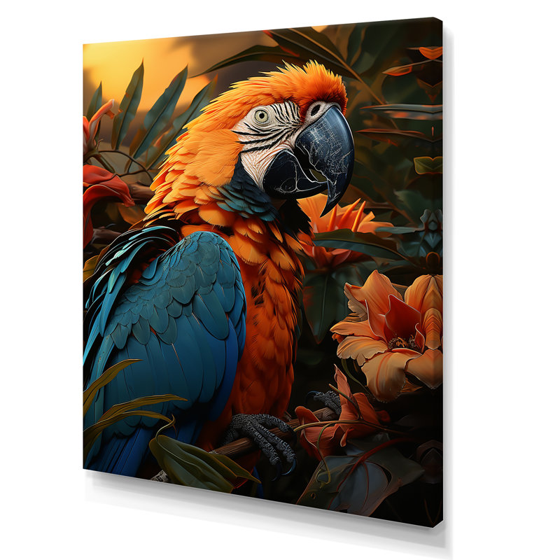 «Parrots Tropical Serenade I», reproduction sur toile, Toile tendue, H 40 po x l 30 po x P 1,5 po