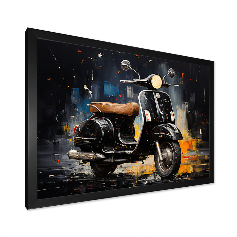 Scooter Adventures II sur impression sur toile, Cadre simple noir, H 24 po x l 32 po x P 1 po