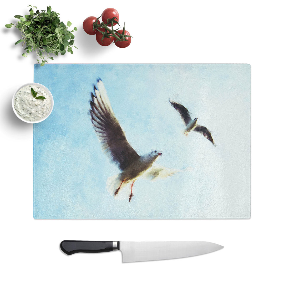 Tempered Glass Pair of Flying Seagulls Chopping Board