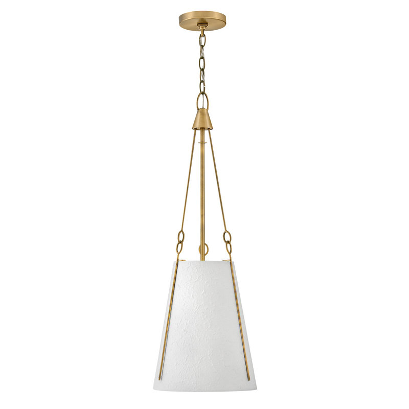 Danvers Single Light Chain-Hung Pendant w/ Handmade Paper Shade, Heritage Brass