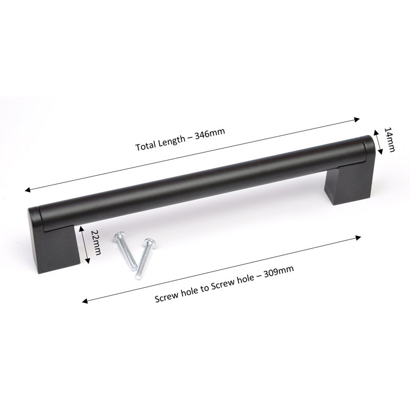 Java Centre Bar Handle, Matt Black, 309mm