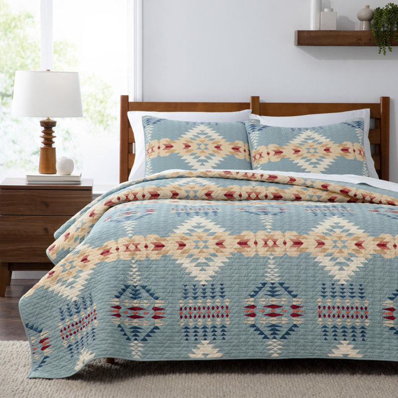 Full/Queen Turquoise Cotton Quilted Duvet Set
