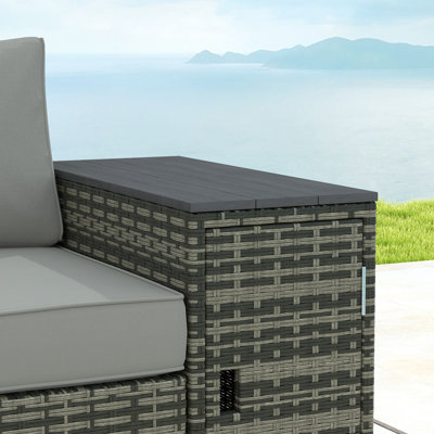 3 Seater Wicker Sofa with Storage and Thickened Cushions, Rattan Outdoor Patio Sofa with Wide Armrests and Seat, Wicker Outdoor Couch for Porch, Garden, Backyard
