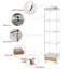 Vitrine haute en verre 65,8 po avec 4 tablettes en verre trempé à 4 niveaux, rangement verrouillable, tiroirs, éclairage DEL et roues-116327651