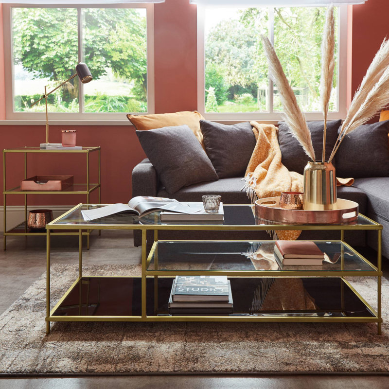 Vicente Frame Coffee Table with Storage, Brass