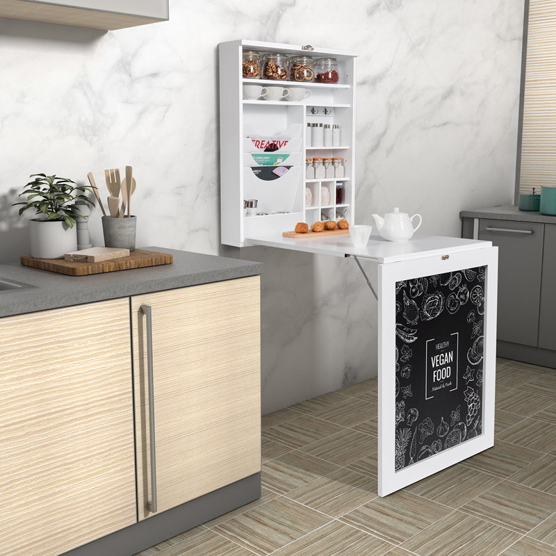 Bureau convertible flottant avec huche